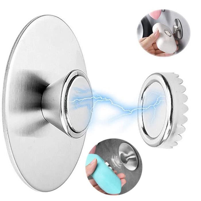 Magnetischer Seifenspender Aus Silbernem Edelstahl – Selbstklebend – Platzsparend Für Bad Oder Küche