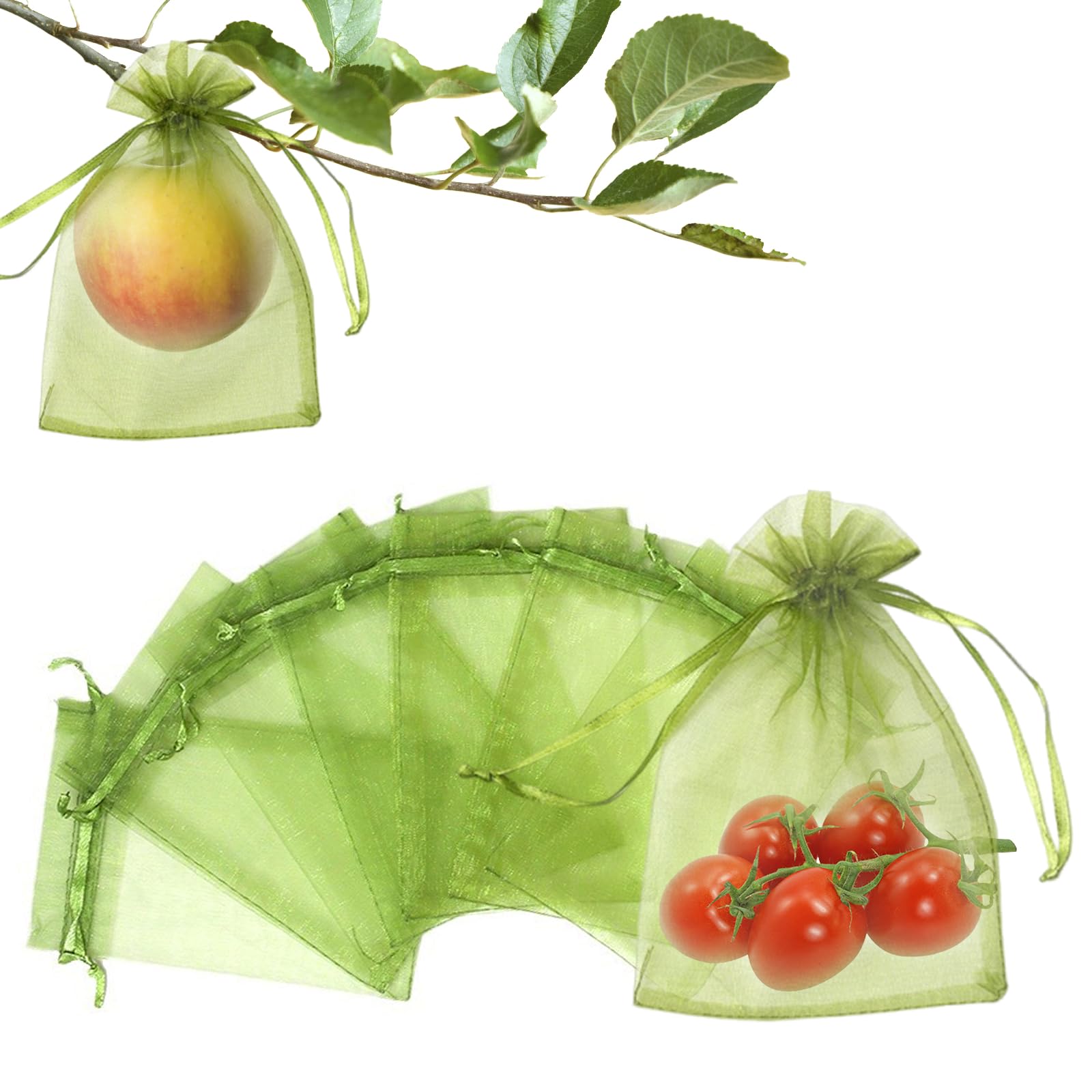 100 Fruchtschutzbeutel, 10 X 15 Cm Fruchtschutzbeutel, Organzabeutel Mit Kordelzug Zum Schutz Von Erdbeeren, Blaubeeren Und Tomaten Vor Vögeln Und Insektenschädlingen