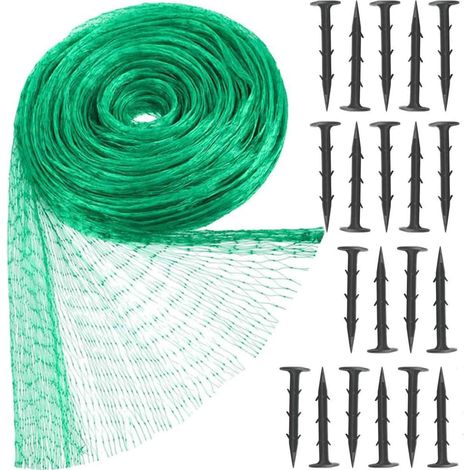 M X 6 M Vogelschutznetz, Gartennetz-set Mit 20 Schwarzen Bodenankern (11 Cm), Vielseitiges Erdbeerschutznetz, Für Obst, Samen, Teichabdeckung, Pflanzenschutz