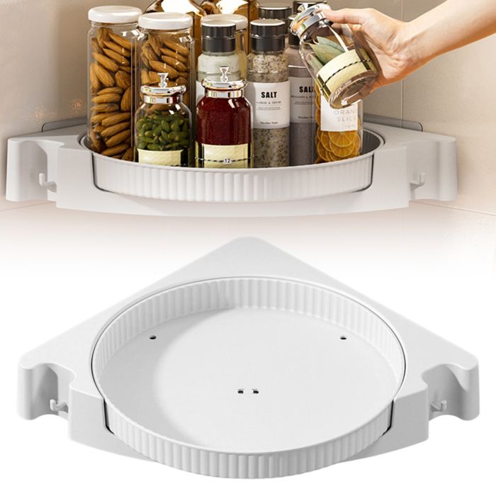 Eckduschregal – 360° Drehbarer Organizer – Handtuchhalter – Kunststoff – Hellgrau/matcha-grün