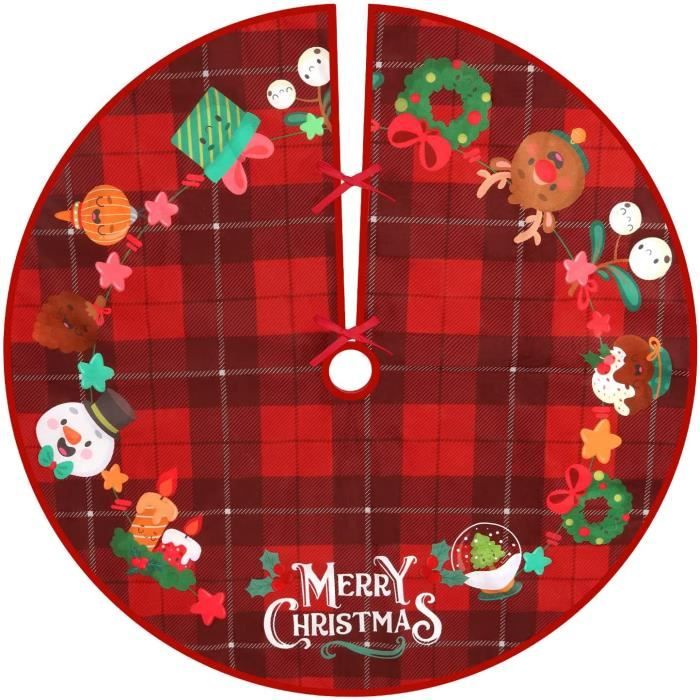 Weihnachtsbaumrock - 90 Cm - Polyester - Rot - Runde Form