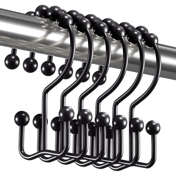 Rostfreie Duschvorhanghaken – Ringe Für Duschstange, 12er-set – Schwarz