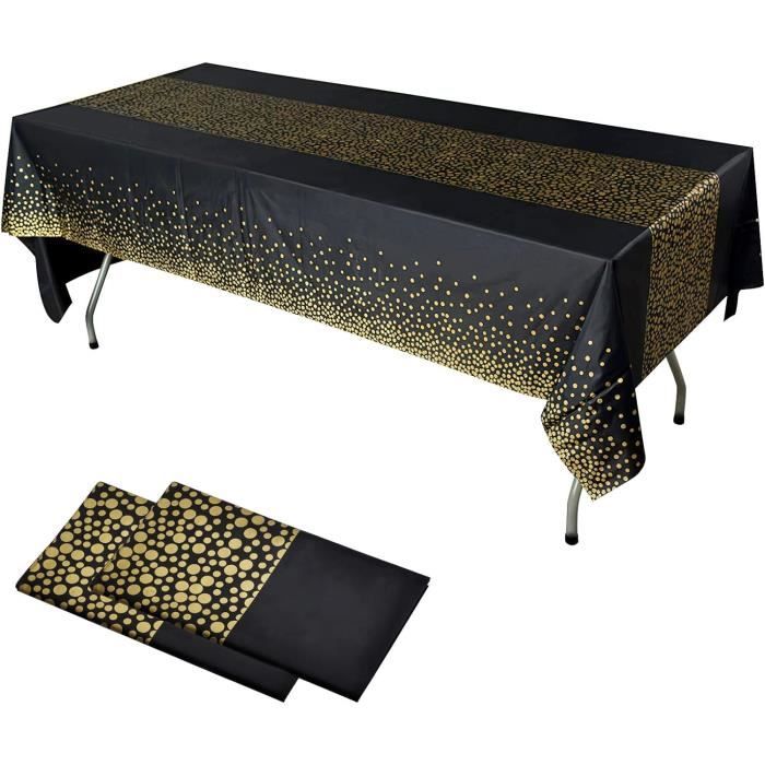 Nappe De Fête – 2 Stück – Schwarz Und Gold – 137 X 274 Cm – Einweg