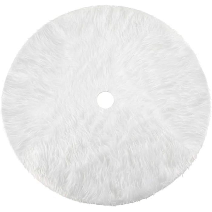 Weihnachtsbaumrock - - Weiß - Plüsch - 78 Cm - Mittelöffnung 7 Cm - Tannenschmuck - Schneethema