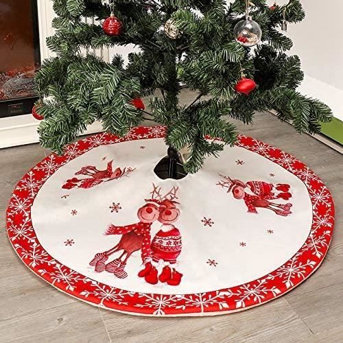 Weihnachtsbaumrock – Vliesstoff Und Flanell – Rot Und Weiß – 120 Cm – Weihnachtsdekoration