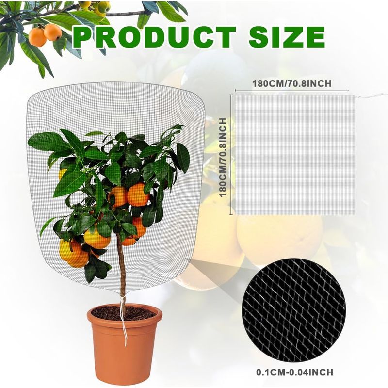 Insektennetz, 2 Stück Insektenschutznetz, Garten-insektennetze Mit Kordelzug, Feinmaschig Zum Schutz Von Topfpflanzen (1,8 X 1,8 M)