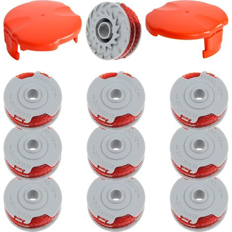 Ersatzspule Für Flymo Freischneider Fly021/513937190, 0,2 Cm 11 M Kompatibel Mit Flymo Contour 500 Xt/power Trim/mini Trim Mit Abdeckung Fly060 (10 Spulen + 2 Abdeckungen)