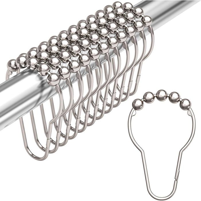 Duschvorhangringe, Rostfreie Metallhaken Für Duschstangen Im Badezimmer – 12er-set