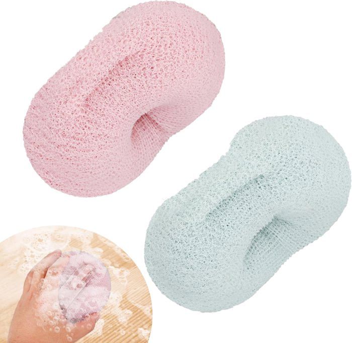 2 Stück Luffa-peeling-duschschwämme Mit Kordel Und Griff Zur Körperreinigung