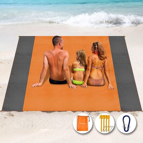 Strandmatte 250 X 200 Cm, Sandabweisend, Große Wasserdichte Und Kompakte Stranddecke Für Strand, Camping, Picknick Und Reisen