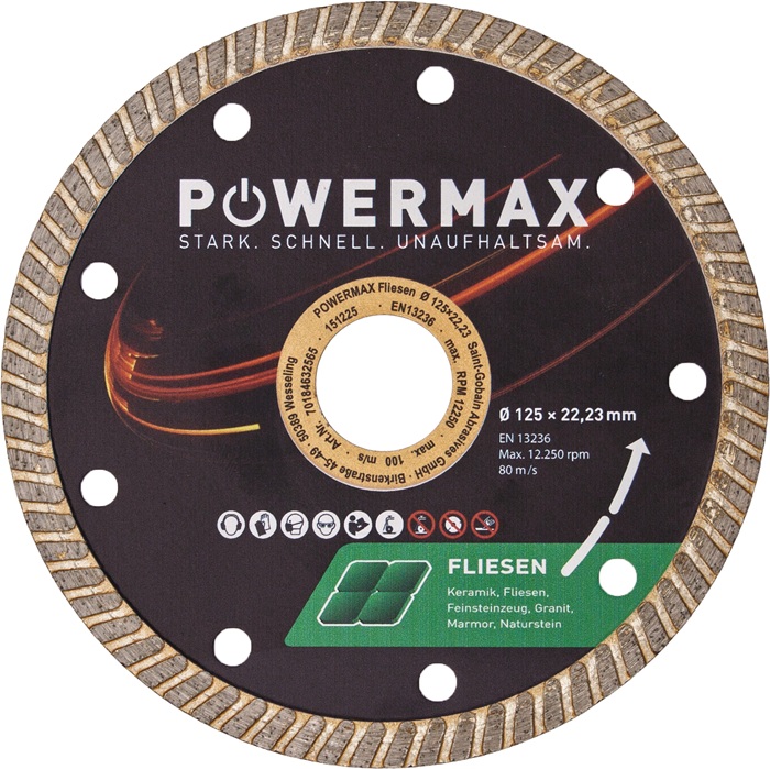 Powermax Diamanttrennscheibe Powermax Keramik Ø 125 Mm Bohrung 22.23 Mmsegmentbreite 2,0 Mm Segmenthöhe 7 Mm