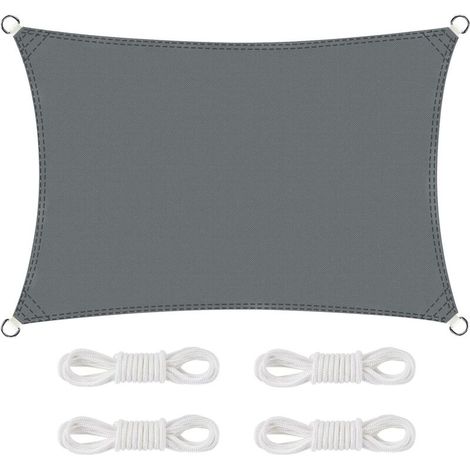 Voile D'Ombrage Wasserdicht Rectangulaire 2 X 3 M Tissu Oxford Résistant Aux Déchirures Uv Schutz 95% Pour Extérieur Terrasse Garten Balcon Grau