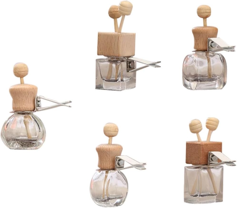 Teiliges Set Auto Parfümflakons Aus Glas Mit Holzdeckeln
