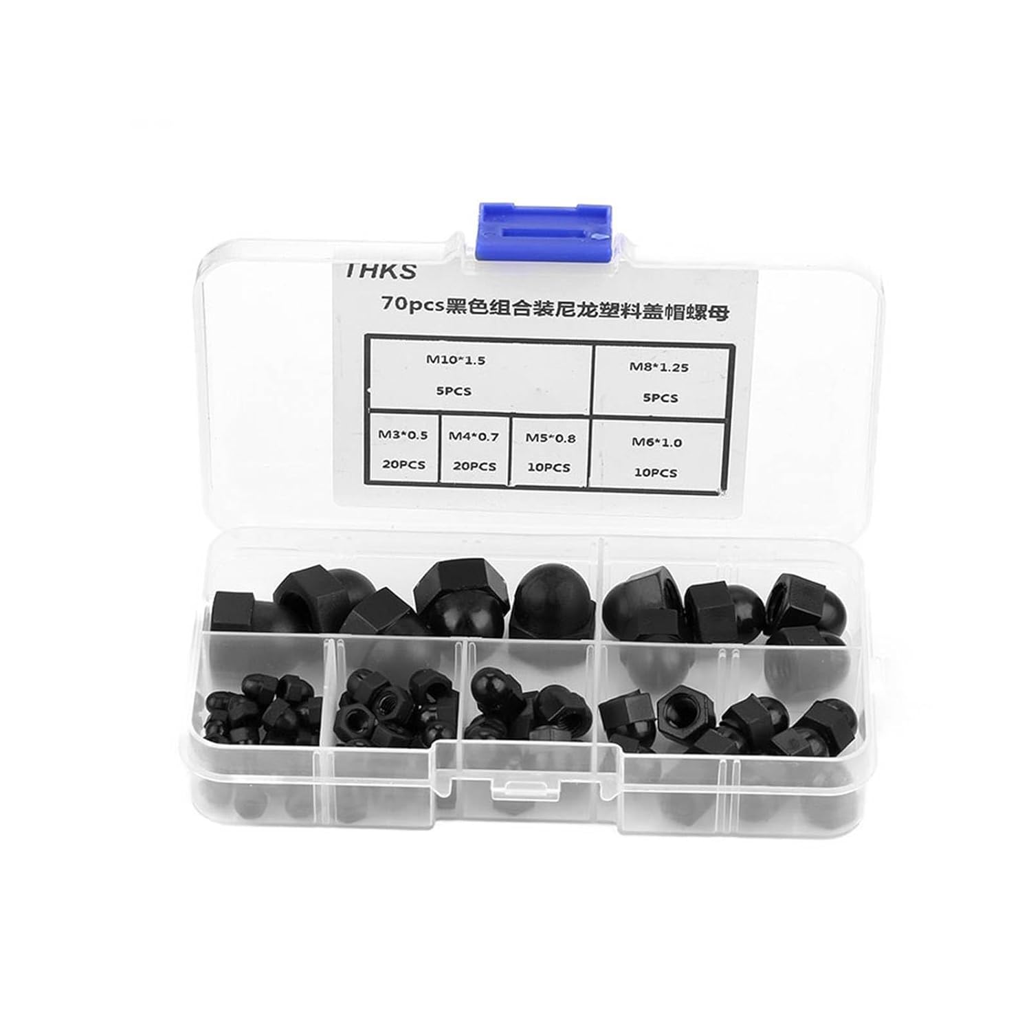 Set 70 Stück Schwarz Optional Nylon Hutkopfkappe M3 M4 M5 M6
