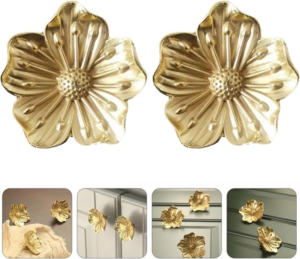 Goldene Blumen Schrankknöpfe Für Küchenschubladen Massive