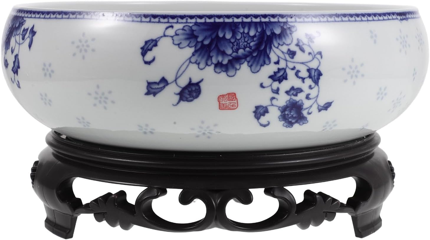 Lotus Pflanzgefäß Mit Sockel Blau Weiße Keramikschale Im