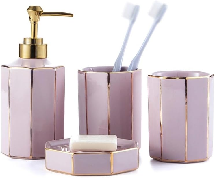 Set Aus Goldener Keramik Mundwasserbecher