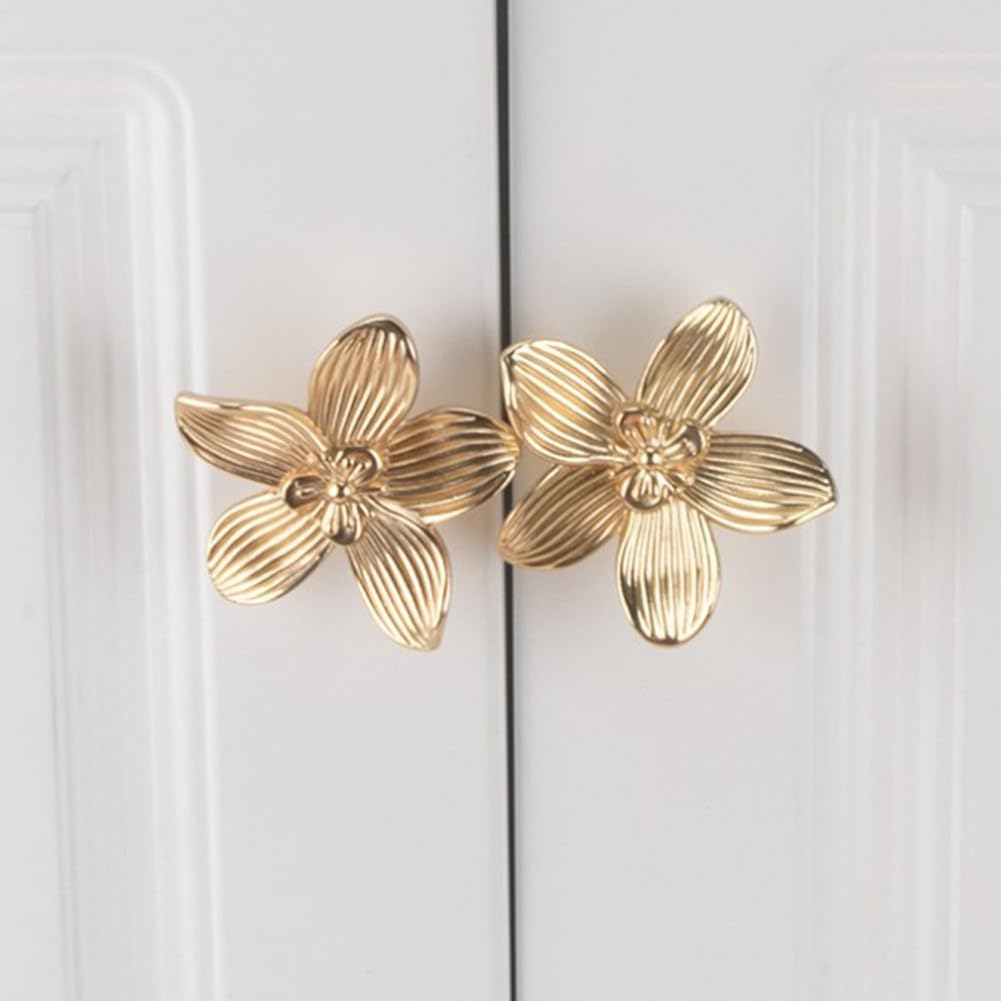 Schubladengriffe Mit Goldenem Blumenmuster Kreative Florale