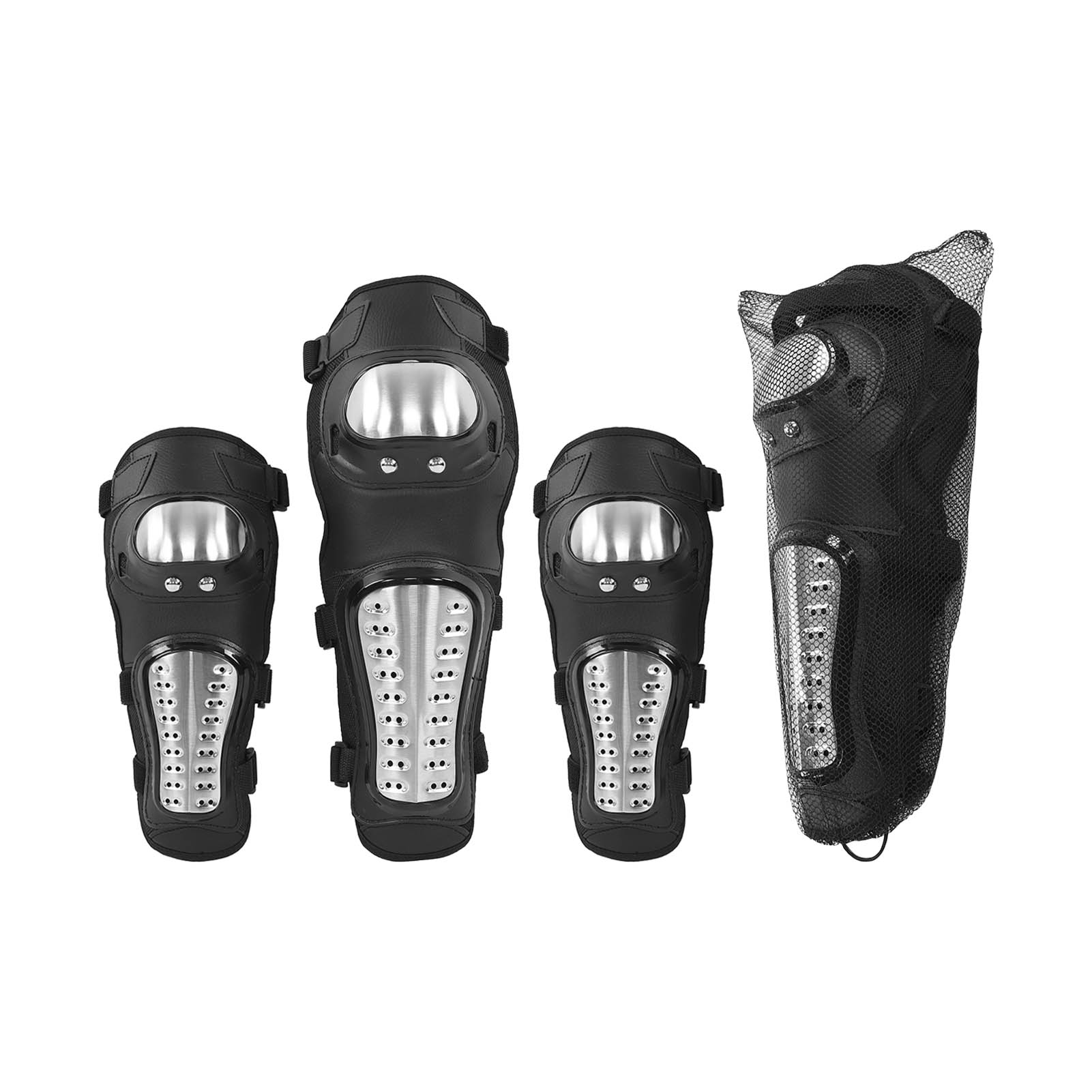 Und Silberne Und Schwarze Ellbogenschoner Für Motocross, Quad Und Atv