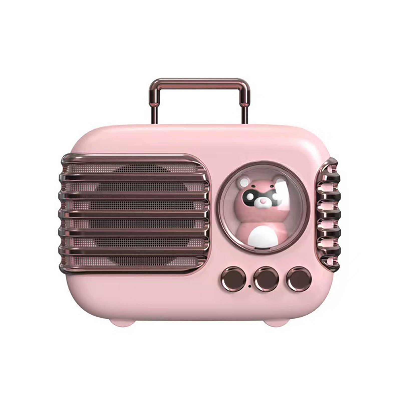 Kleiner, Pinkfarbener Bluetooth-lautsprecher Im Retro-stil, Ideal Fürs Gepäck
