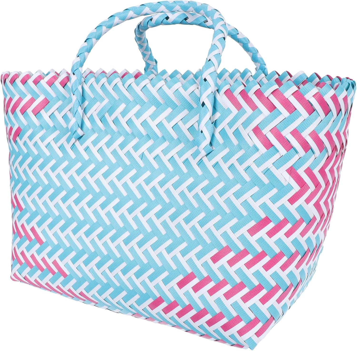 Handtasche Aus Gewebtem Kunststoff Lässiger Retro Stil