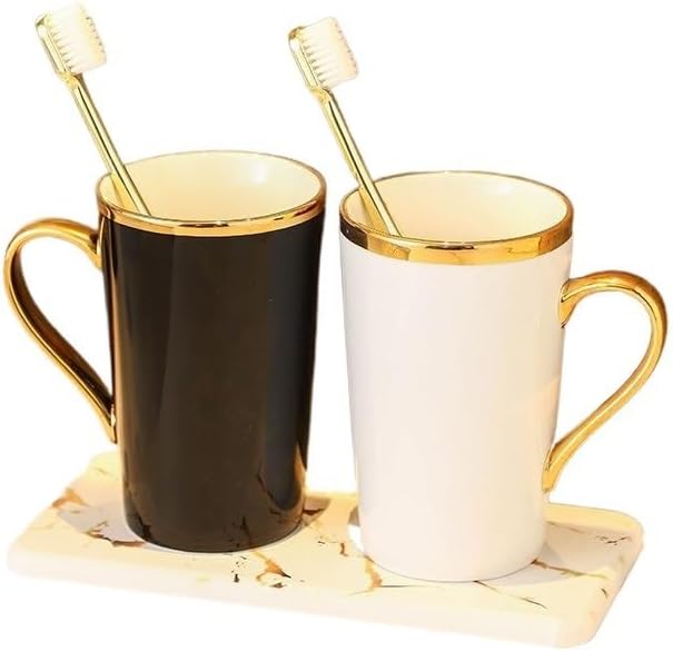 Set Badezimmer Set Keramik Waschbecher Mit Goldverzierungen