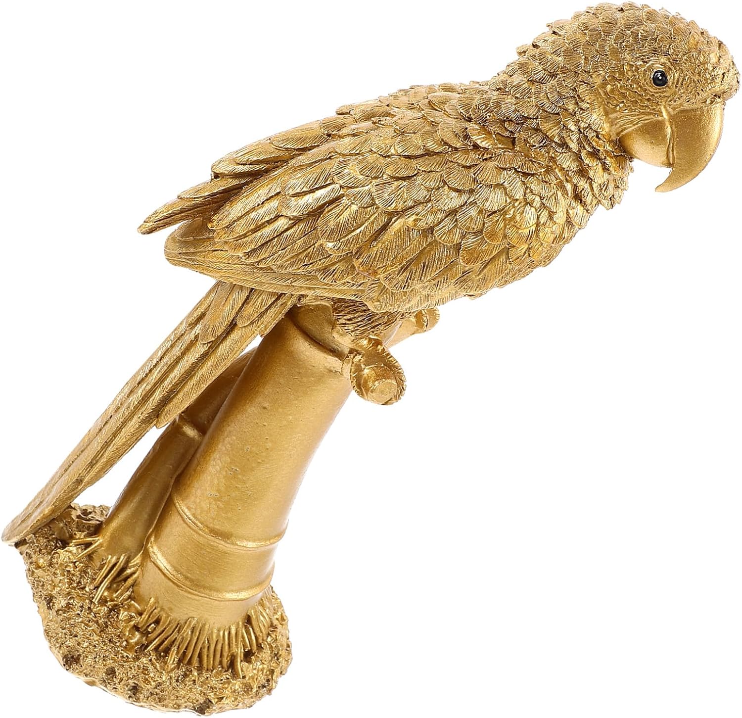 Künstliche Papageienfigur In Gold Aus Kunstharz Mit