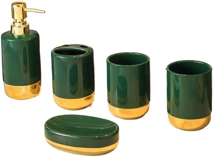 Becher Mundwasser Glatt Goldfarben Badezimmer Fünfteilig C