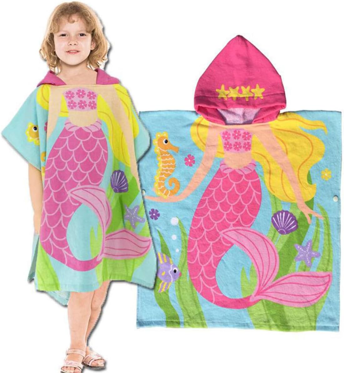 Strandtuch Mit Kapuze Und Print Leichte Baumwolle Größe 60