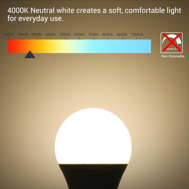 6er-pack E27 12w Led-lampen, Neutralweiß 4000k, Entspricht 100w Glühlampe, 1200lm, Edison A60-fassung, Großes Schraubsockel, 175v-265v Wechselstrom, Nicht Dimmbar, Für Steh- Und Wandleuchten