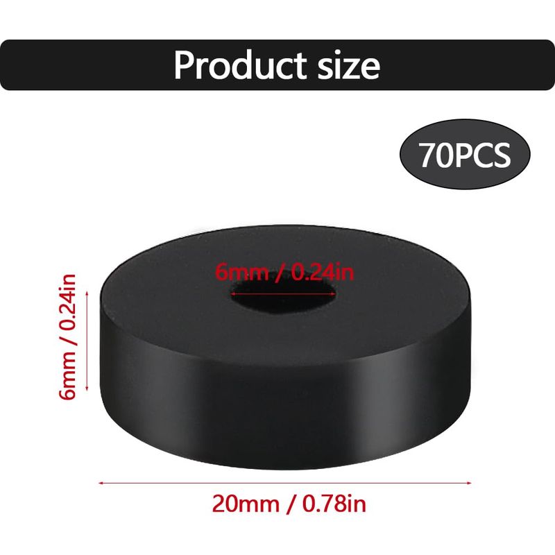 70 Stück Gummischeiben 20 X 6 X 6 Mm Gummiabstandshalter Für Schrauben, Distanzstücke, Rohre