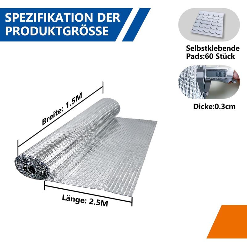 Aluminisierte Isolierfolie, 60 Cm X 4,6 M, 3 Mm Dicke Isolierfolie, Reflektierende Folie Für Fahrzeuge, Dächer, Fenster, Rohre Usw. (aluminium, 150 Cm X 2,5 M)