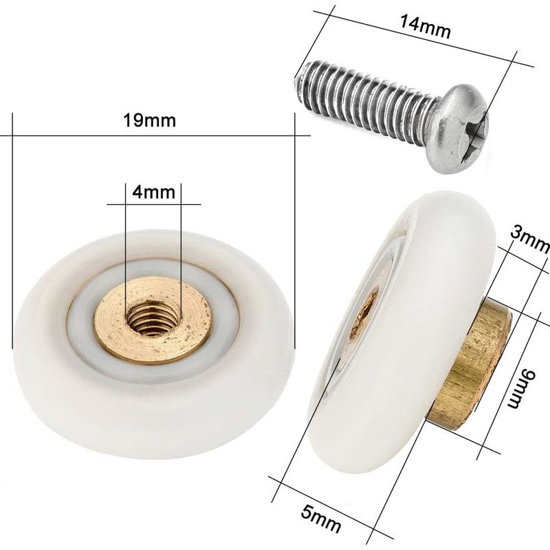 Set Mit 4 Doppelduschtürrollen, 20 Mm Durchmesser, Rollen, Ersatzteile Für Oben Und Unten Im Badezimmer (23 Mm - 8 Stück - Modell B)
