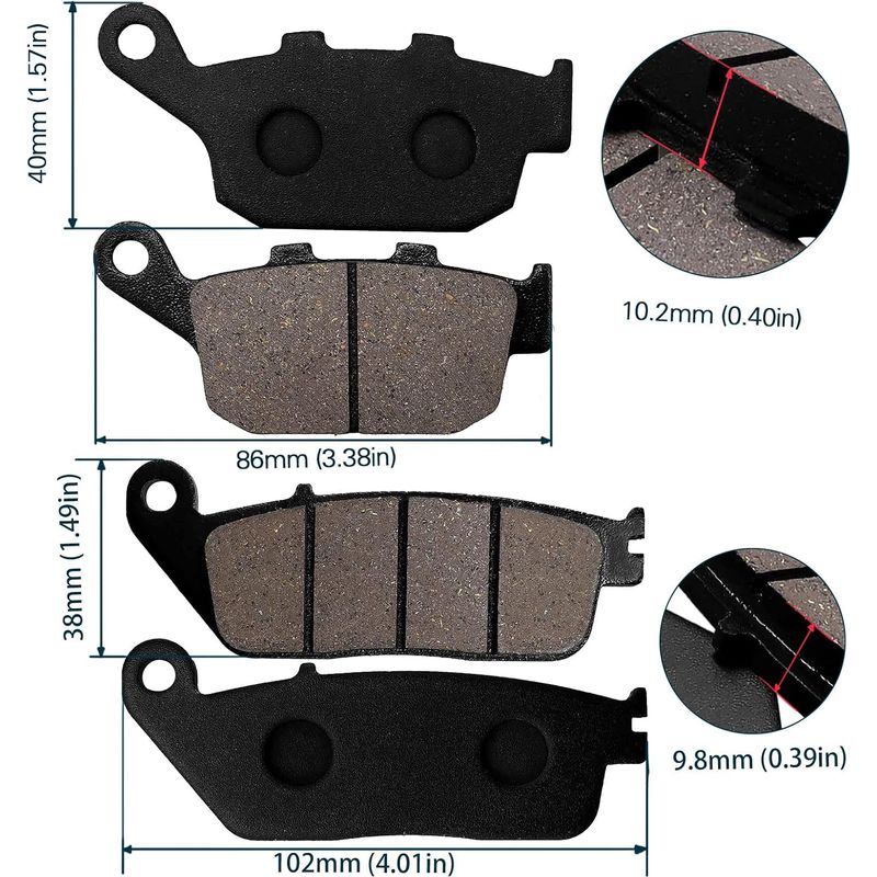 Bremsbeläge (vorne/hinten) Für Honda Xl 600 Vr/vt Transalp 1994-1996/ Fmx 650 2005-2008/ Cb 500 Fa Abs 2013-2021/ Cb 500 X 2014-2020/ Cbr 500 R 2013-2020/ Ctx 700 2014-2021