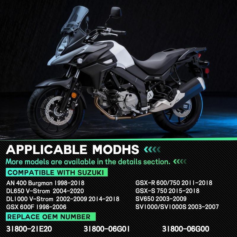 Anlasserrelais Für Suzuki An 400 Burgman (1998–2018), Dl650 V-strom (2004–2020), Dl1000 V-strom (2014–2018), Sv650 Und Sv650s (1999–2008) Sowie Yamaha Raptor 700 (2008–2012) Und Yfm 700 (2006–2012)