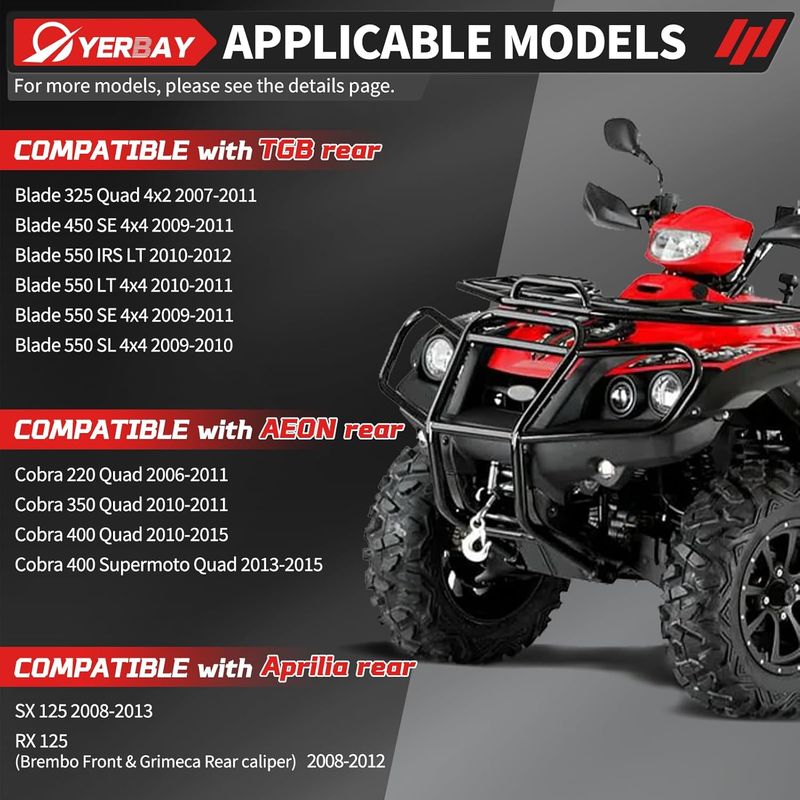 Hintere Bremsbeläge Für Aeon Cobra 400 Quad 2010-2015 / Aprilia Sx 125 2008-2013 / Tgb Blade 550 2009-2012