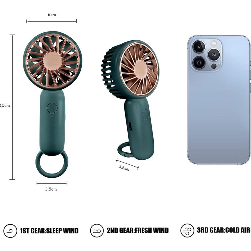 Jsdoin Mini-handventilator, Kompatibel Mit Desktop- Mit Schnalle, Leichter Usb-ventilator, Geeignet Für Moderne Menschen, Menschen, Menschen - Und Andere (blau) (grün)