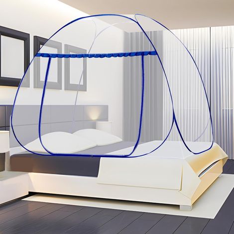 Faltbares Moskitonetz Fürs Bett, Tragbares Pop-up-moskitonetz, Einfach Aufzubauen, Wirksam Gegen Mückenstiche Für Schlafzimmer, Camping, Reisen (blau, 200 X 150 X 145 Cm)