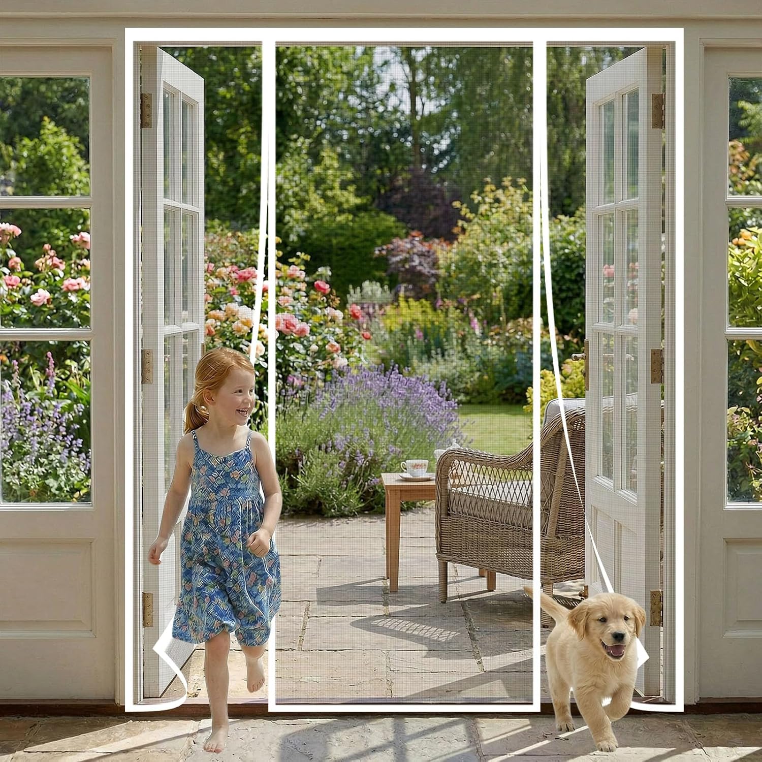 Magnetisches Moskitonetz Für Türen Und Fenster 215 X 180 Cm Mit Beidseitiger Öffnung – Fliegen- Und Moskitoschutz Mit Sehr Dichtem Netzgewebe, Ideal Für Balkon- Und Terrassentüren (weiß)