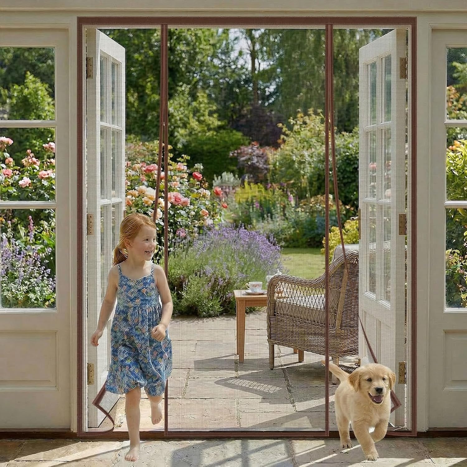 Magnetisches Moskitonetz Für Türen Und Fenster 165x250cm Mit Beidseitiger Öffnung – Fliegen- Und Moskitoschutz Mit Sehr Dichtem Netzgewebe, Ideal Für Balkon- Und Terrassentüren (braun)