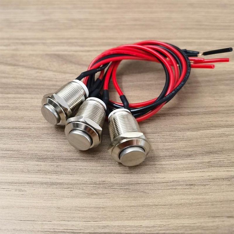 Gebildet 3 Stück 12 Mm 2 A 12 V/24 V/125 V/250 V Momentaner Wasserdichter Edelstahl-drucktaster Ein/aus Mit Kabel (nach Oben Gerichtet)