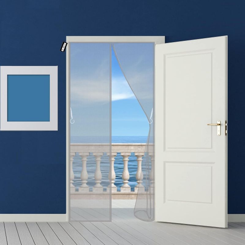 Magnetisches Moskitonetz Für Türen Und Fenster, 120 X 200 Cm, Automatisch Schließend, Faltbar, Insekten- Und Fliegenschutz Für Türen, Fenster, Balkone Und Wohnzimmer – Grau