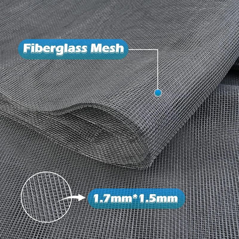 Cieex 2 Stück 200 X 200 Cm Fenster-moskitonetzrolle, Fiberglas-moskitonetz, Diy-tür- Und Fenster-moskitonetz Ohne Bohren, Moskitonetzrolle Für Fenster Und Türen, Insektendicht (grau)