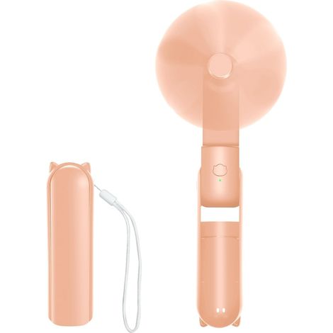 Jsdoin Mini-tragbarer Ventilator, Faltbar, Wiederaufladbar, Tragbarer Usb-tischventilator, 3 Geschwindigkeitsstufen Mit Externem Akku, Für Büro Und Outdoor (pink)