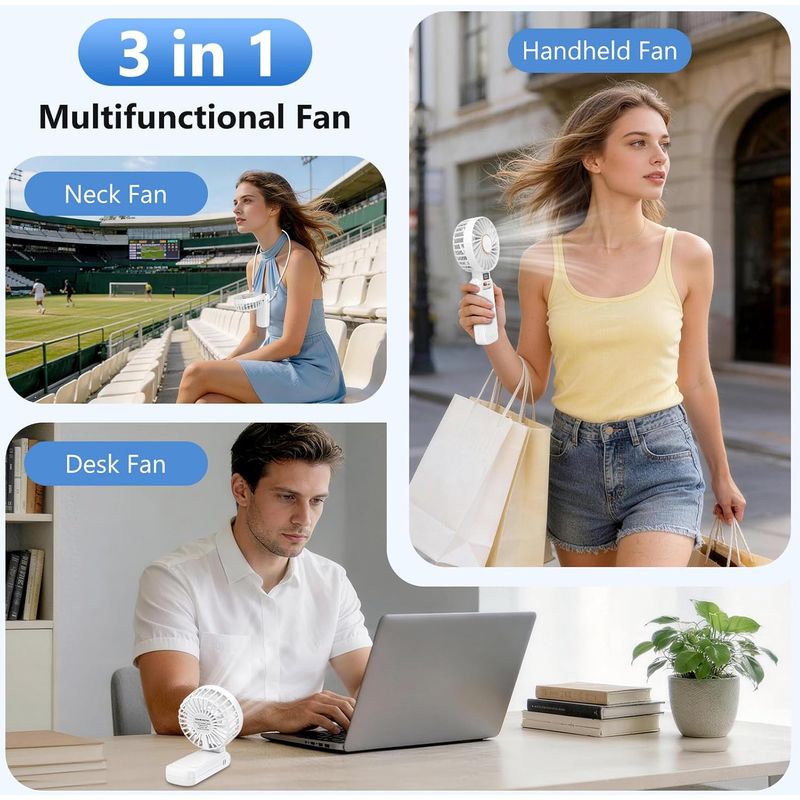 Tragbarer Ventilator, 5 Geschwindigkeitsstufen Und 20 Stunden Betriebsdauer, Mini-usb-wiederaufladbarer Ventilator Mit 4500-mah-akku, Leistungsstarker Und Leiser Ventilator Mit Led-anzeige, Kleiner Fa