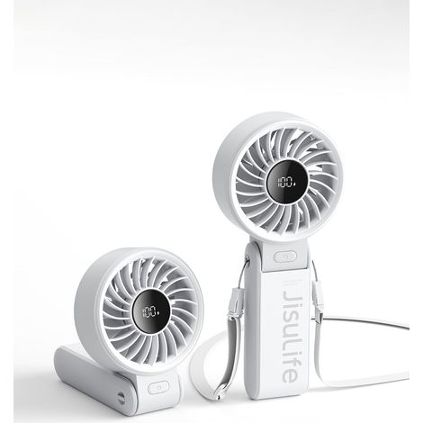 Tragbarer Handventilator Mit Led-anzeige [maximale Kühlleistung 19,5 Stunden], 5000 Mah, 150° Faltbar, 5 Geschwindigkeitsstufen, 3-in-1-ventilator (hand-/tisch-/nackenventilator) Mit Tragegurt – Grau