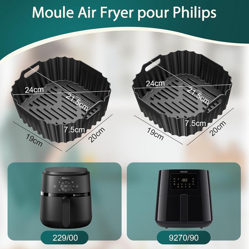 Silikon-heißluftfritteusenform Für Philips 2000er Serie 4,2 L Na229/00, Heißluftfritteusenform Für Philips 3000er Serie 6,2 L Hd9270/90, Wiederverwendbare Heißluftfritteusenschale