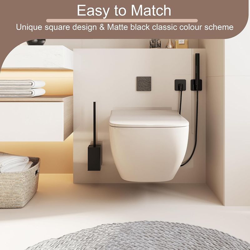 Set Mit 2 Wand-wc-bürstenhaltern, Mattschwarz, Metall