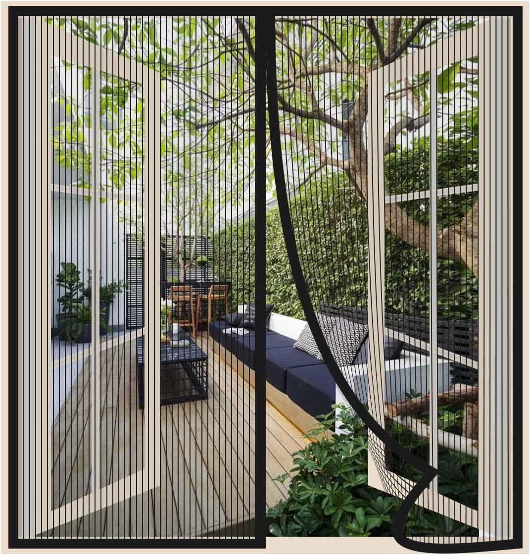Moskitonetz Für Türen Und Fenster, 160 X 130 Cm, Schwarzer Magnetischer Fenstervorhang, Atmungsaktiv, Ultrafeines Netzgewebe, Mückenabweisend Für Wohnzimmer, Automatischer Schließmechanismus, Mit Kleb