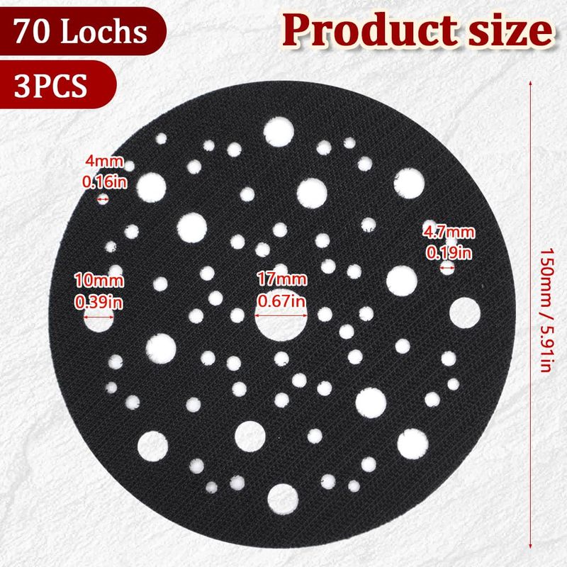 3 Selbstklebende Schutzpads Mit 70 Löchern, Ø 150 Mm Für Schleif- Und Poliermaschinen, 8295612111